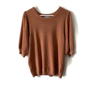 Marled 3/4 Ballon Sleeve Sweater Rust size M